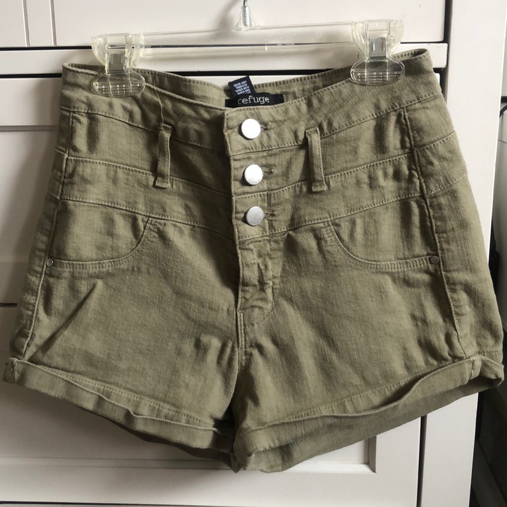 Olive Green High Waisted Shorts